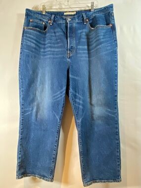 Levi's Mid Blue Ribcage Straight Ankle Button Fly Jeans, size 18W